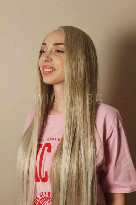 Дълга права пепелно руса лейс фронт перука Елора