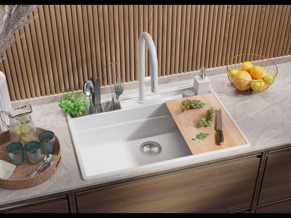 Бяла кухненска гранитна мивка Ню Йорк 80 Multispace 780 x 530 мм
-22%