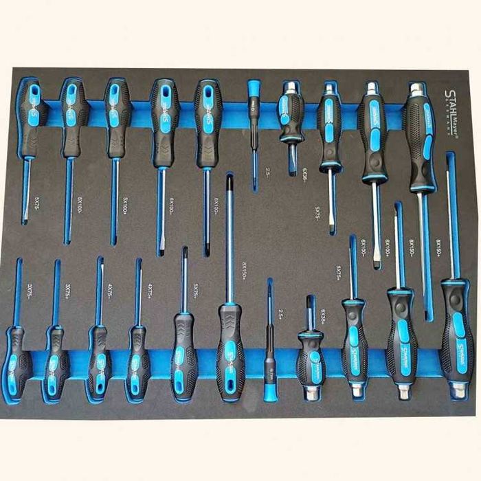 НЕМСКИ Шкаф Количка С Инструменти 7 Чекмеджета Stahl Mayer + ЛЕД ФЕНЕР