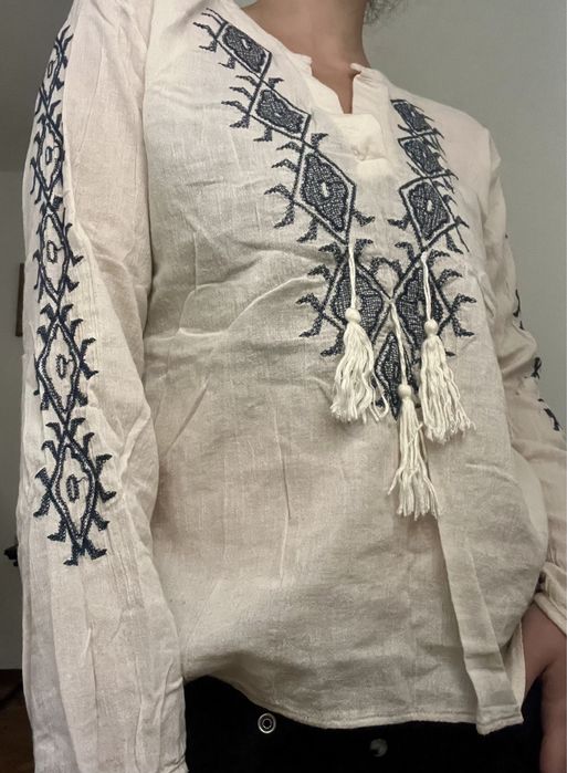 Salopeta camasa ie pantaloni boho chic vara imprimeu plaja