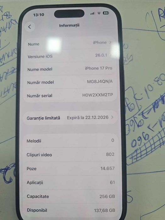 vand iphone 17 pro 256 gb, desigilat