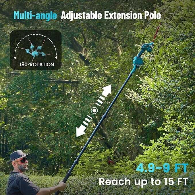 SEESII Set mini drujbă și tuns gard viu 6 în 1, cu 2 baterii