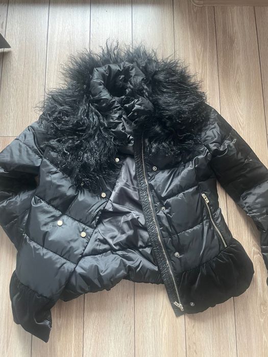 Дамска грейка с яка от естествен косъм