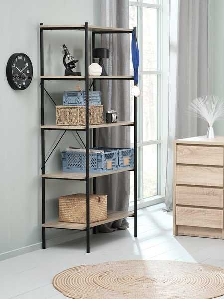 Етажерка 5 рафта цвят светъл дъб/черно