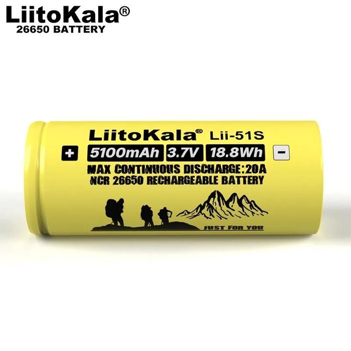2 Acumulatori Liitokala 26650, Descarcare 20A, 5100mAh