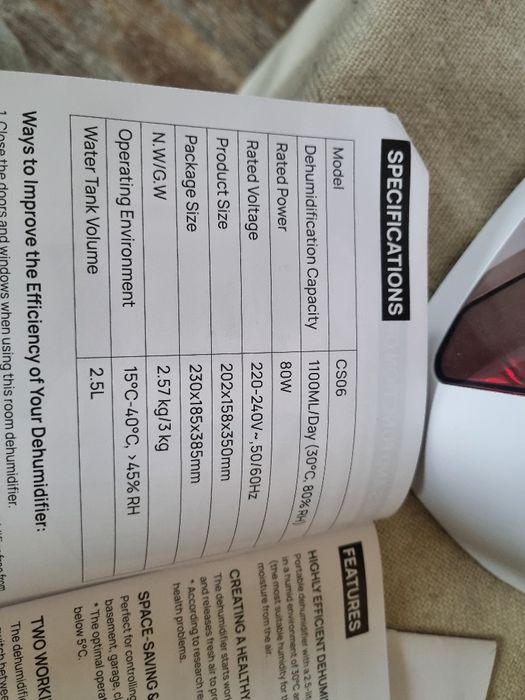 Dezumidificator KNKA 2,5 L. Nou.