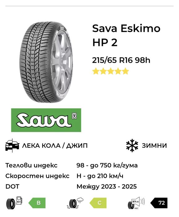 Два броя зимни гуми 215/65/R16