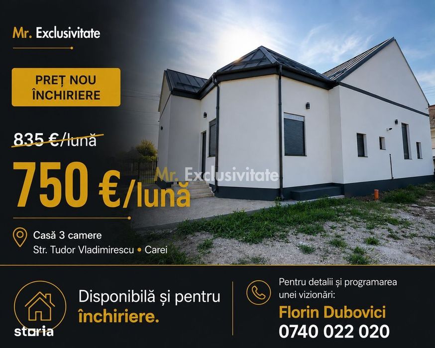 Inchiriere Casă 3 camere 154 mp, Teren 630 mp - Str. T. Vladimirescu -