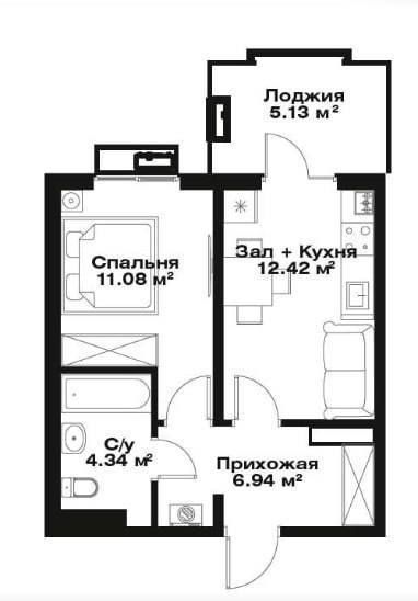 Новостройка Golden House 1/7/16 Ботанический сад  коробка 38м2