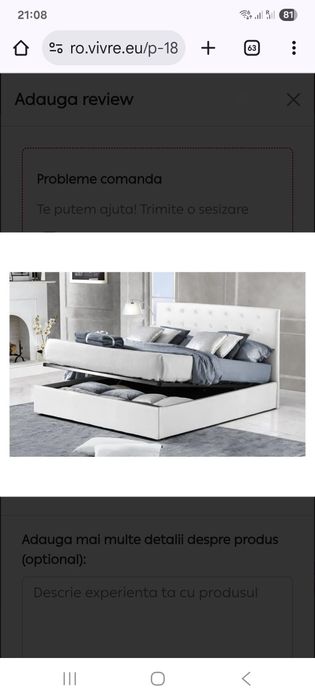 Pat tapițat cu somiera rabatabila,saltea si spatiu de depozitare  140