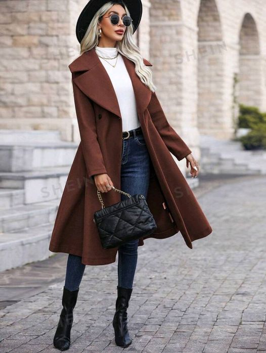 Кафяво палто Пролет - Есен размер L