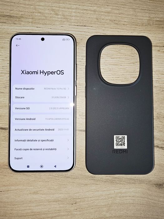 Telefon Mobil Xiaomi REDMI Note 15 Pro, 8GB RAM, 256GB ROM, 5G, Titanium