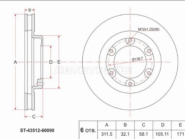 Диск тормозной Toyota Land cruiser
