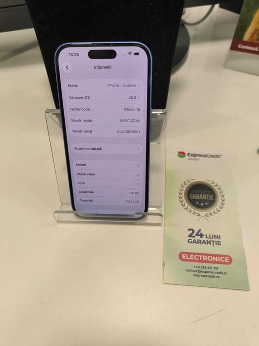 Iphone 16 128Gb (AG24 Harlau B.45829) - Garantie 2 ani