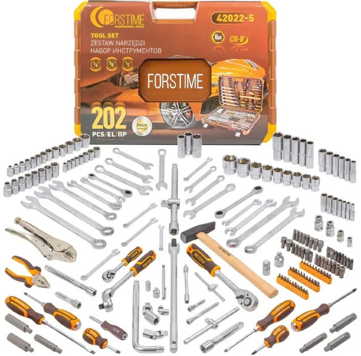 Професионален Куфар с инструменти гедоре 202 части FORSTIME