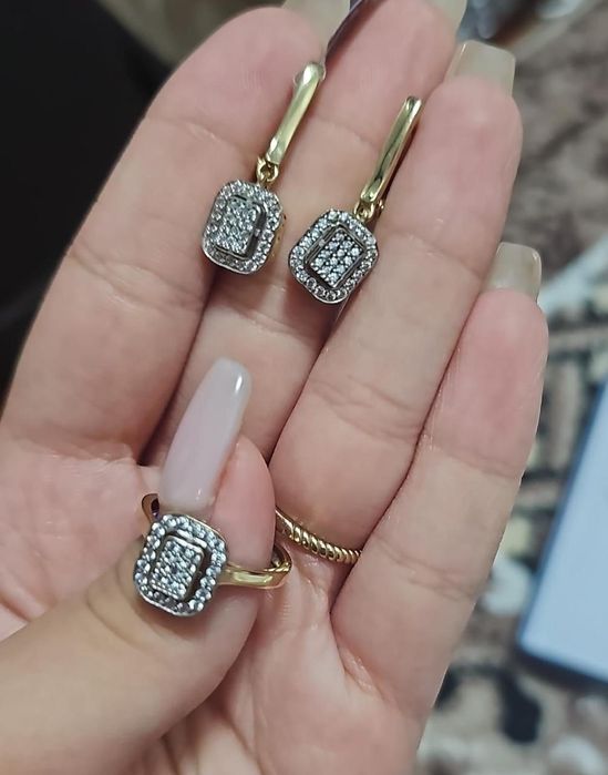 Золото серьги и кольцо