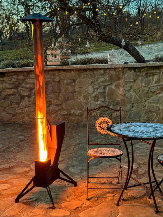 Soba cu flacara in tub de sticla 150 cm Incalzitor terasa peleti