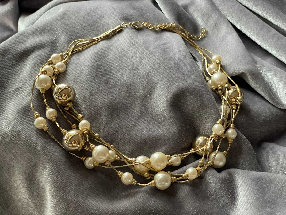 Перлена огърлица с 6 верижки, 47 см