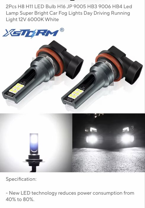 2 Броя LED Диодни Крушки 80W 12V 8000K