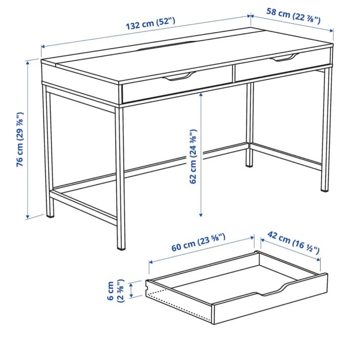 Стол икеа Алекс 132×58