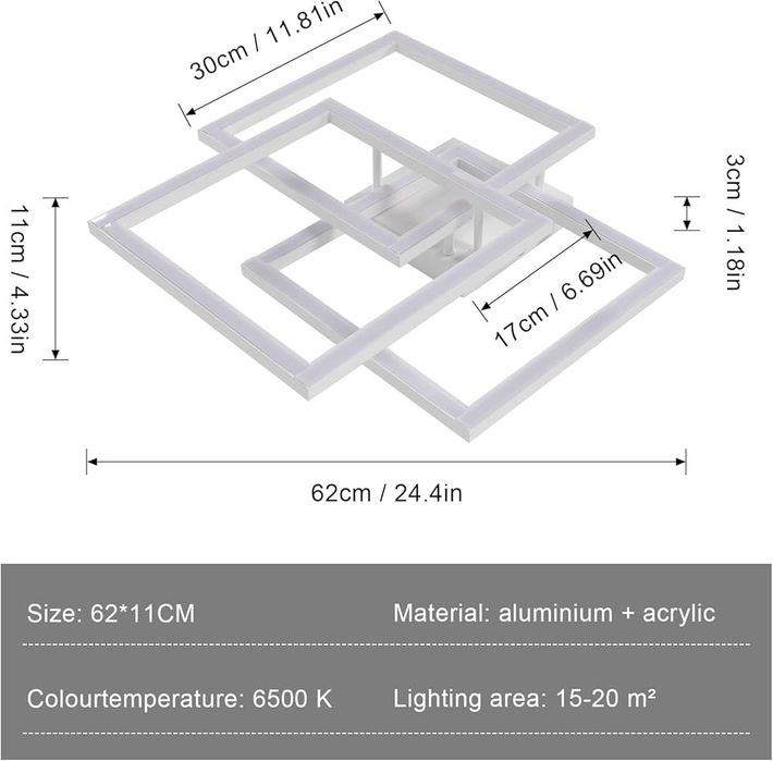 Lustra plafoniera led model geometric alba cu led