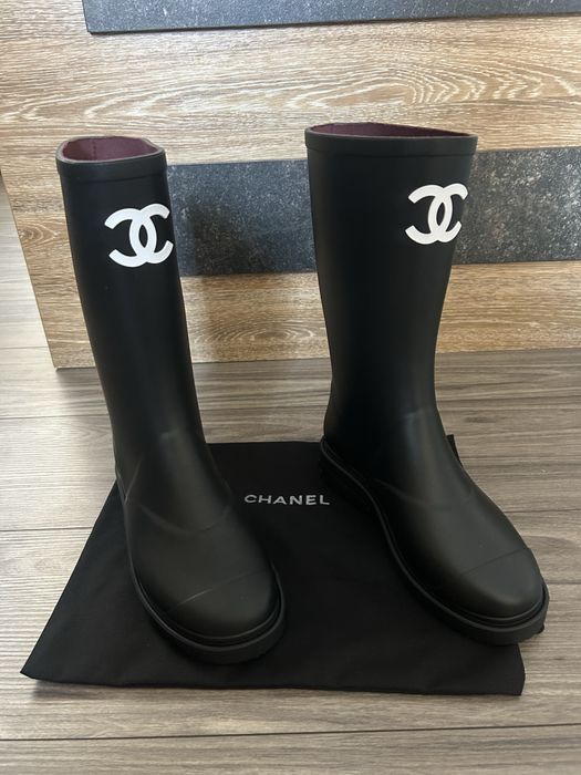 Дамски гумени ботуши Chanel черни