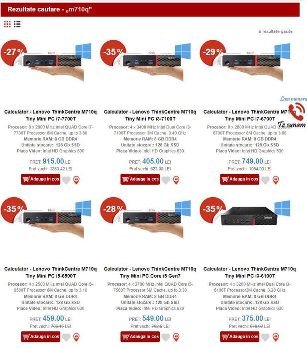 Lenovo M710q i3,i5, i7, gen6, gen7 8-32 GB RAM 128-1TB SSD w10p 3 ani