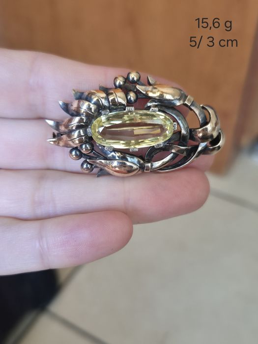 Brosa vintage aur si argint