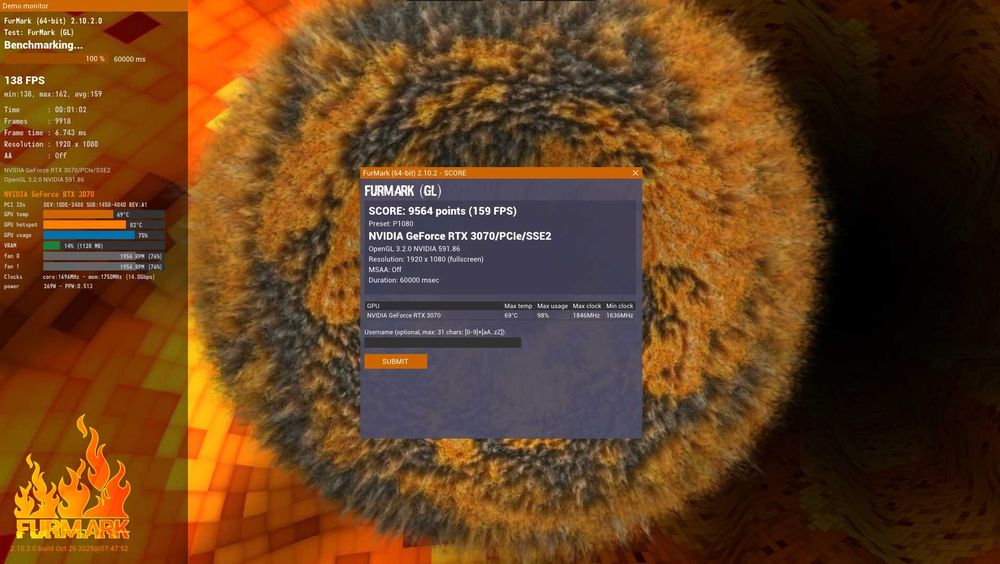 Placa video Gigabyte GeForce RTX 3070 VISION OC 8GB - Stare excelenta