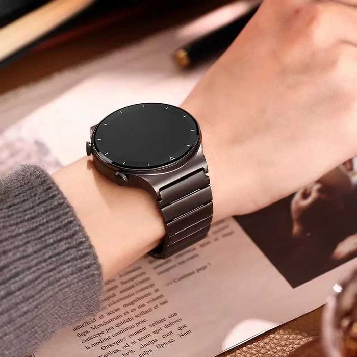 Curea metalica 22mm Huawei GT2 2e 3 Pro Watch Titanium Negru Argintiu