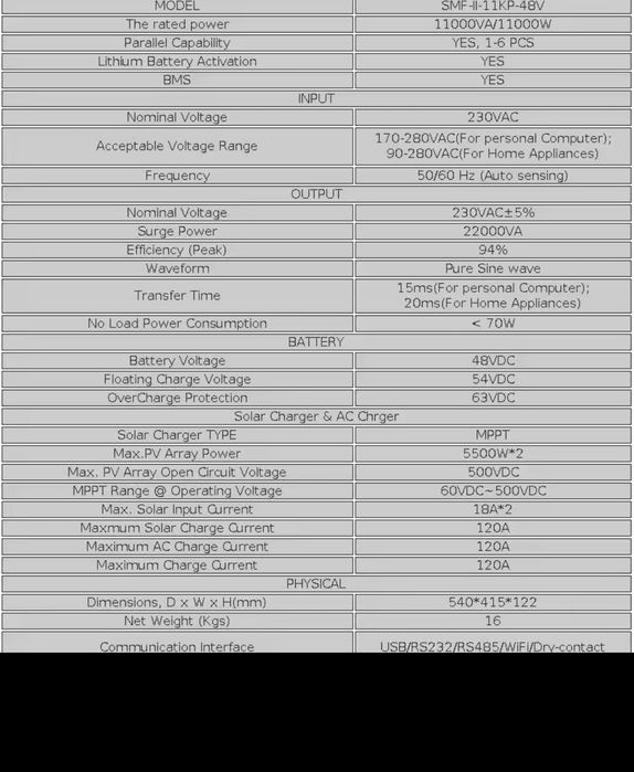 Invertor 11KW Hybrid EaSun baterii monofazic trifazic paralel offgrid