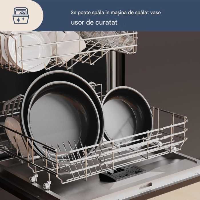 Set 3 tigăi cu mâner detașabil 20/24/28cm ceramică antiaderentă Inducție & cuptor - Alajivo