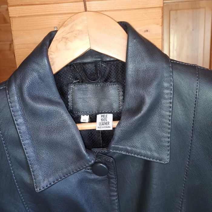 Haină din piele naturală, dama, culoare gri, mărimea 46