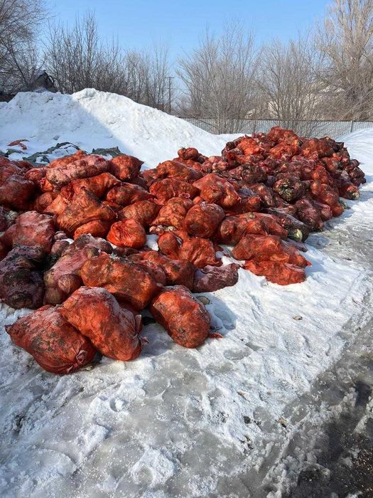 Отходы капусты в мешках