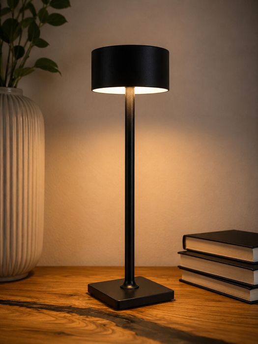 Безжична LED настолна лампа с батерия, USB-C, 3 режима, черна