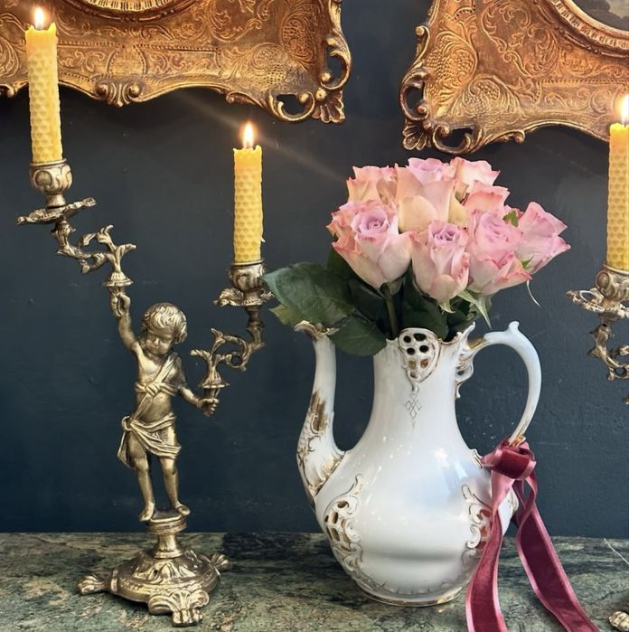 Pereche sfesnice bronz cu ingerasi