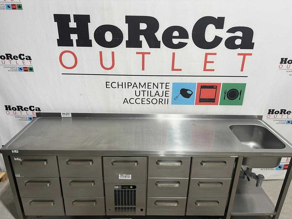 Masa rece/refrigerare 13 sertare + Chiuveta cuva dreapta