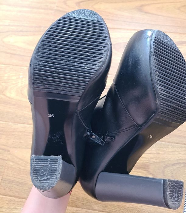 Botine de Piele Naturala Negre 36