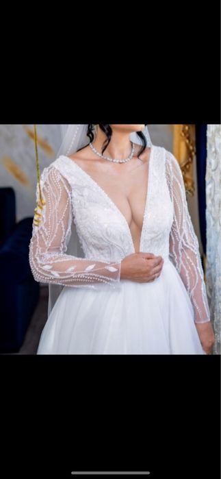 Rochie de mireasa, facuta pe comanda, potrivita pentru marimea S