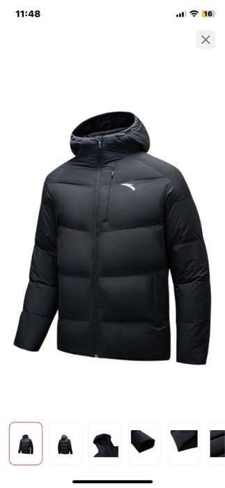 Пуховик с капюшоном черный