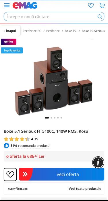 Sistem audio boxe 5.1 Serioux HT5100C, 140W RMS / IMPECABIL