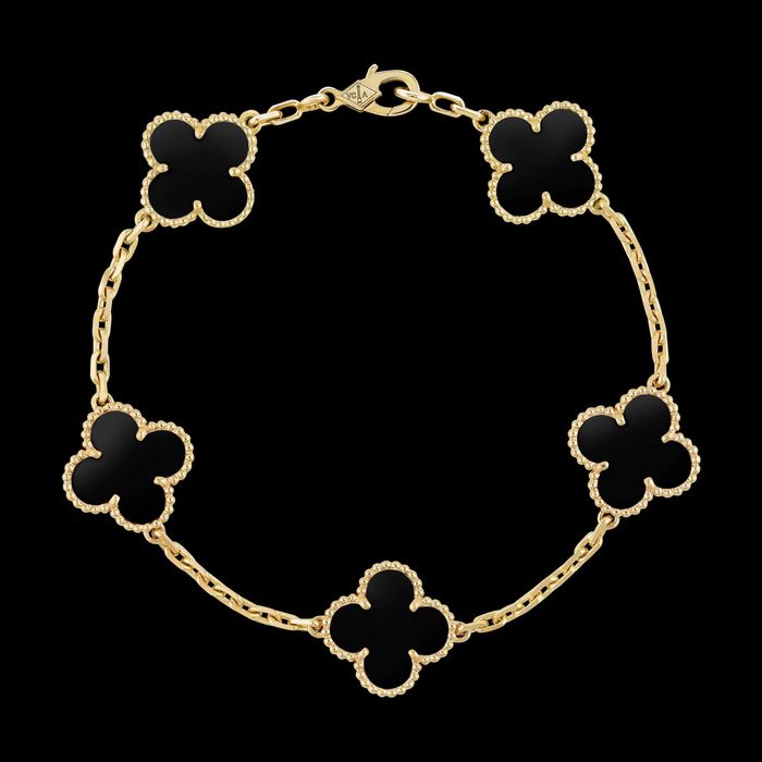 Van Cleef & Arpels VCA Black Onyx 5 Motifs Alhambra Дамска Гривна
