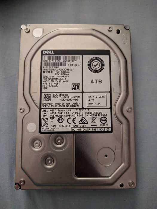Hard Disk 4TB HGST buffer 128MB 7200rpm format 3.5, Sata 3, Server PC Desktop NAS NVR DVR Nou Hitachi