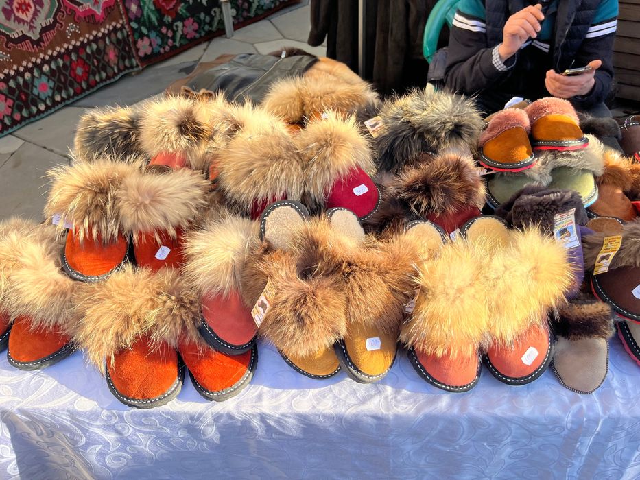 Papuci de casă- garnitură din vulpe