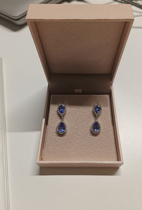 Cercei cu diamante și tanzanite