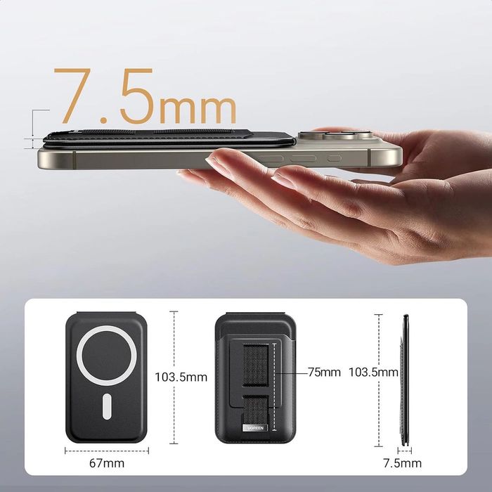 Кожен портфейл Ugreen с вградена поставка за прикрепяне към  с MagSafe