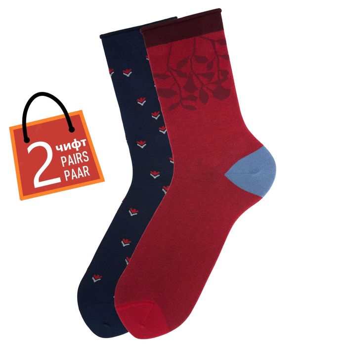 Органични дамски 2 чифта чорапи с малки цветя, безшевни, удобни