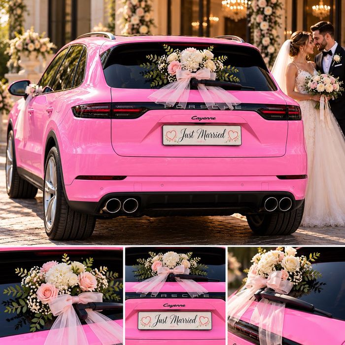 Inchiriere masina nunta Constanta - Porsche Cayenne roz cu sofer