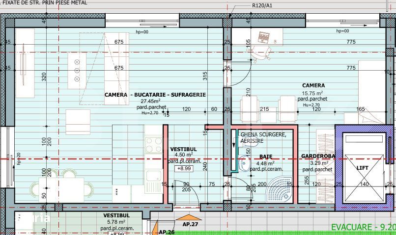 Apartament 2 camere, 55.47 mp, zona Tudor