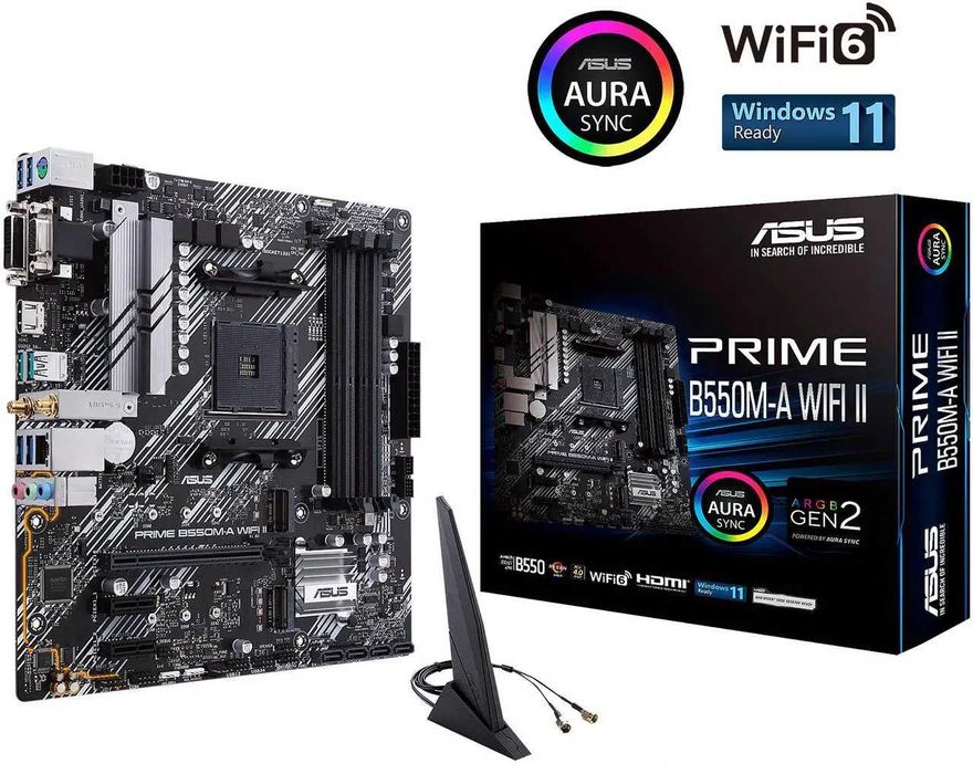Материнская плата ASUS Prime B550M-A WiFi II (AM4, DDR4, PCIe 4.0)